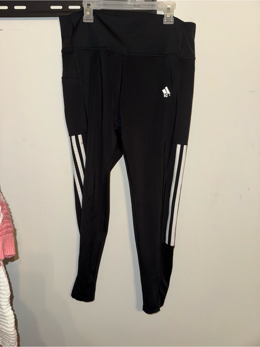 Adidas womens Black Performance Leggings with White Stripes